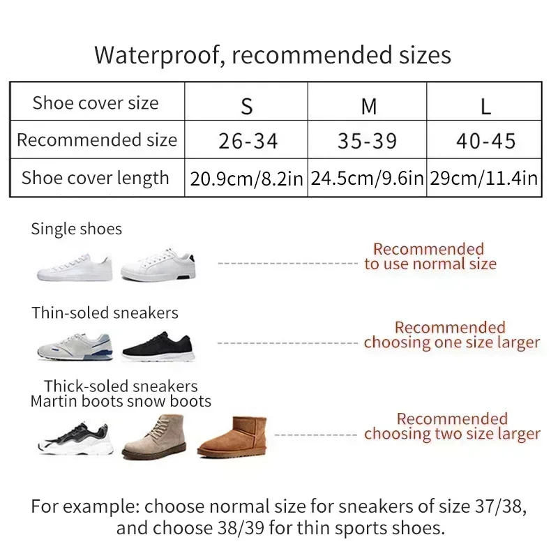 Waterproof Non-slip Silicone Shoe Cover Reusable Wear-Resistant  Rain Boots Sneakers Protector Outdoor Portable Overshoes