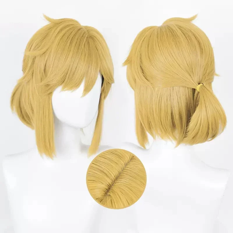 Game Zelda cosplay wig link purah Princess Zelda golden blond brown braided heat resistant synthetic hair wig free wig cap