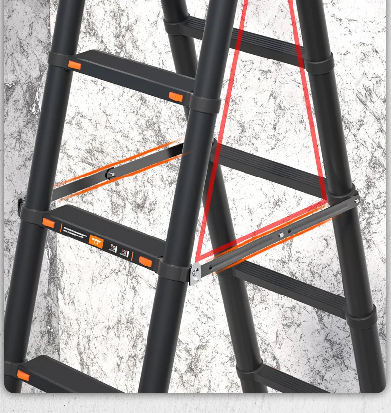 Aluminum Telescopic Ladder Type a Portable Folding Ladder for Outdoor Work Home Use with Balance Barladder Rack
