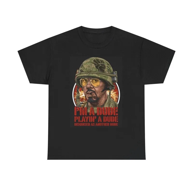 Tropical Thunder Pattern T-shirt Cool Brother Comedy Movie All Season Retro Pure Cotton T-shirt Men's and Women's Streetwear