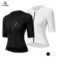 X-TIGER Jersey de ciclismo para mujer, transpirable, de secado rápido, manga corta, MTB, bicicleta de carretera, Top de ciclismo, ropa de bicicleta en blanco y negro