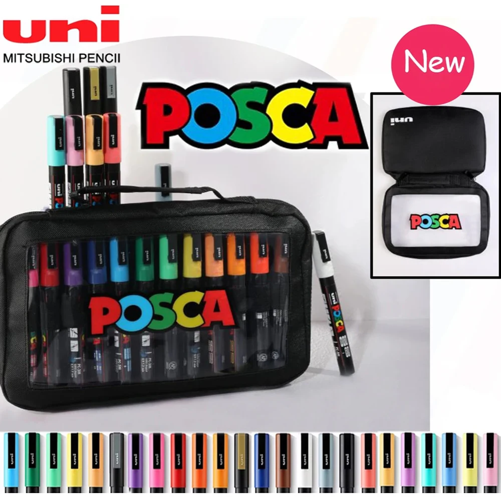 

24 шт., японский набор цветных маркеров UNI POSCA для рисования граффити, постоянный школьный подарок, PC-3 м, 0,9 мм ~ 1,3 мм, товары для рукоделия, канцелярские принадлежности