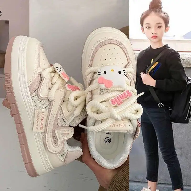 

Hot Sanrio Girl Hello Kitty Fashion Cartoon Sneakers Student Spring and Autumn Seasons Non-Slip Child Casual Shoes New Style