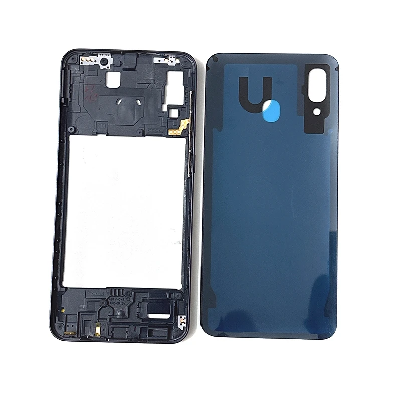 For Samsung Galaxy A20 A205 SM-A205F A205DS Housing Middle Frame+Battery Back Cover Rear Cover With Camera Lens Repair parts