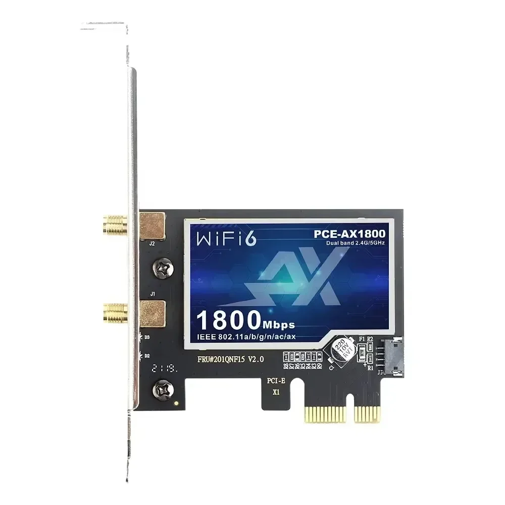 Adaptor WiFi 6 PCIe 1800Mbps Adaptor PCIe Desktop Nirkabel BT5.2 802.11AX Dual Band 2.4G/5G Kartu WiFi untuk Win10/11