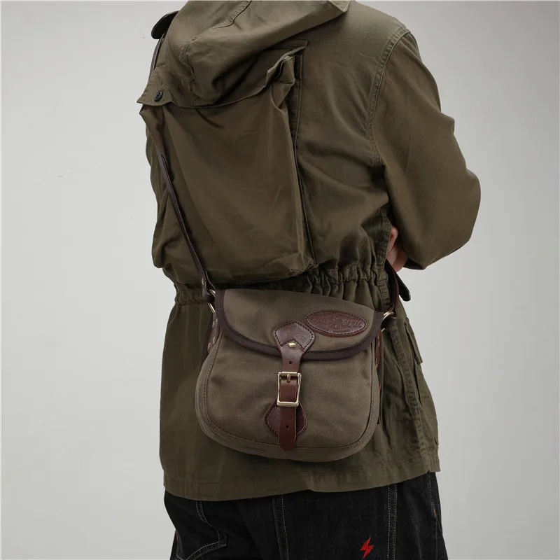 High Quality Men Crossbody Bag Leather Canvas Vintage Outdoor Travel Handbag for Men Casual Men Bag Shoulder Bag