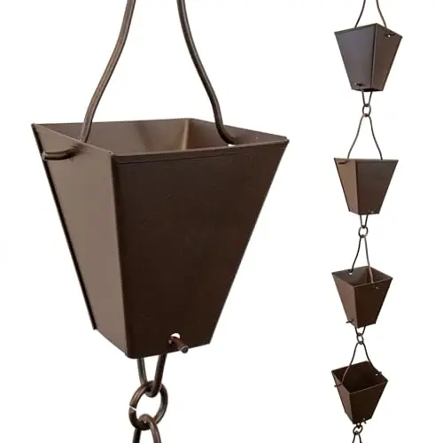 Tapered Square Cups Rain Chain - Bronze - 10 Feet, Customized