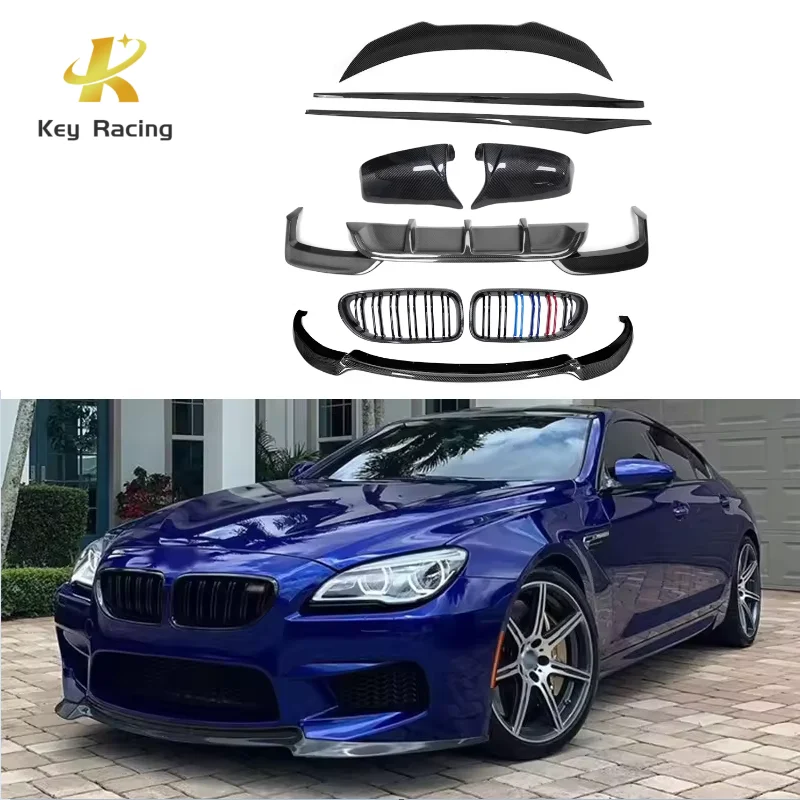 

M6 F06 F12 F13 Carbon Fiber Body Kit Front Lip Grill Mirror Cover Side Skirts Rear Diffuser Spoiler For BMW 6 Series F06 F12 F13