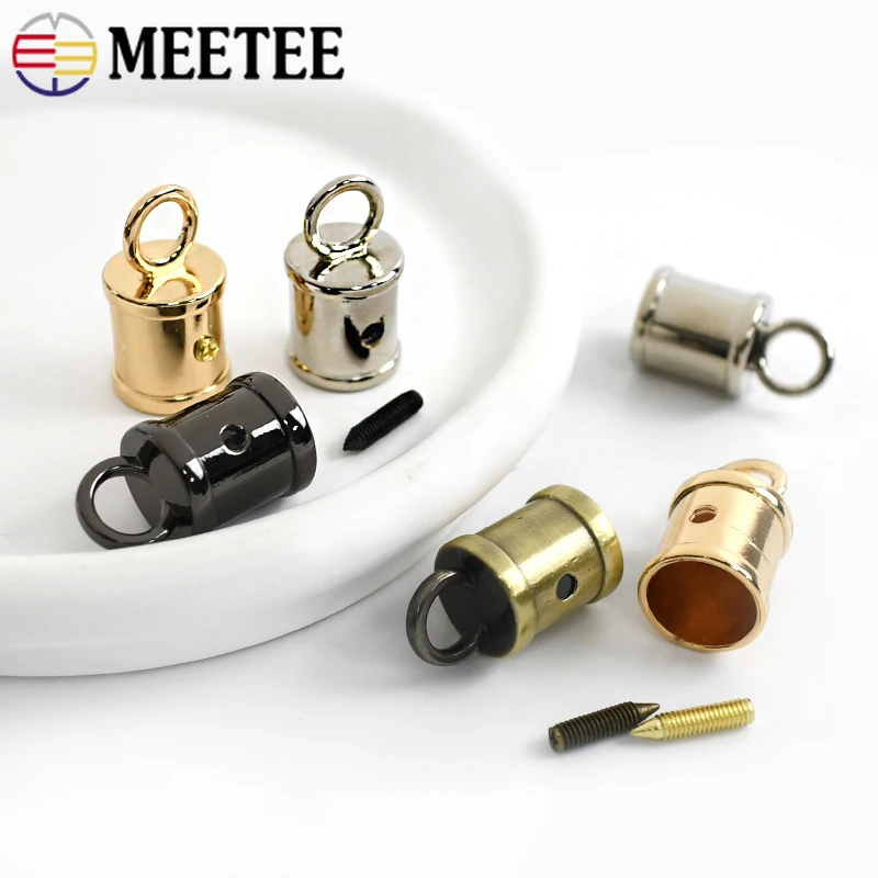 10Pcs 10*23mm Metall Schnallen Quaste Kappe Clip Cord Lock Stopper für Tasche Strap Schraube Handtasche dekoration Schnalle Hardware Zubehör