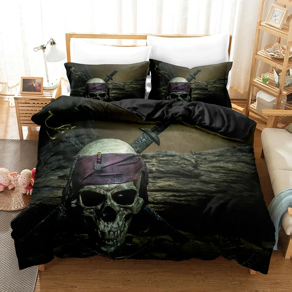 

3D Black Lining Skeleton Comfortable Duvet Quilt Cover Pillowcase Bedding Set Children Bedroom Decoration Home Textile