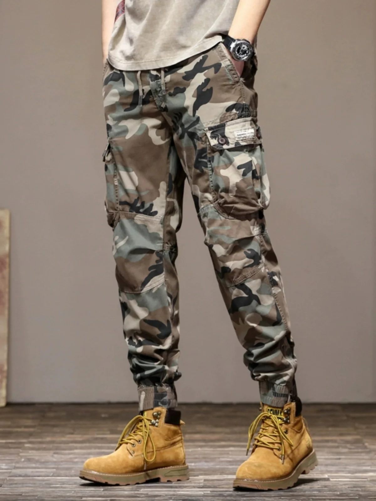 

American Style Casual Loose Straight Leg Thin Workwear Trousers for Men with Zipper Decoration Long Pants Trendy Autumn Wear