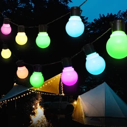 Guirnalda de luces solares G50 para exteriores, Bombilla de globo cálido/colorido, lámpara LED de guirnalda de hadas para boda, Navidad, Patio trasero, fiesta