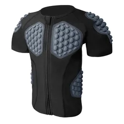 Youth Kid's Padded Compression Shirt Rib Chest Protector Pad Shirt Paintball Football Training Sports Protective Gear