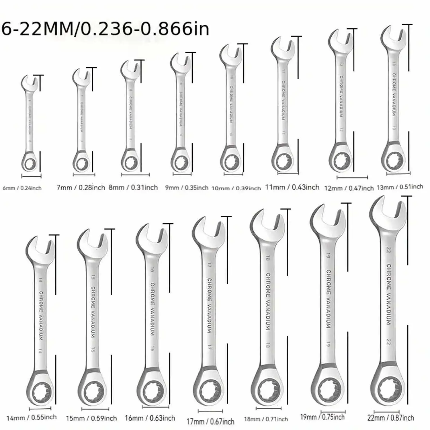 6-14mm Wrench Ratchet Wrench Torque Universal Wrench Automotive Maintenance Tools Fixed Spanners Ratchet Wrench Hand Tool