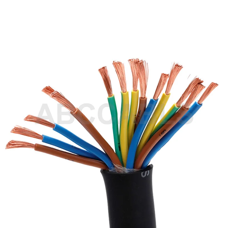 Multi Core RVV Flexible Power Cable Stranded Flexible Conductor 450V 99.99% OFC Copper Flame Retardant NBR Rubber Wire For Stage