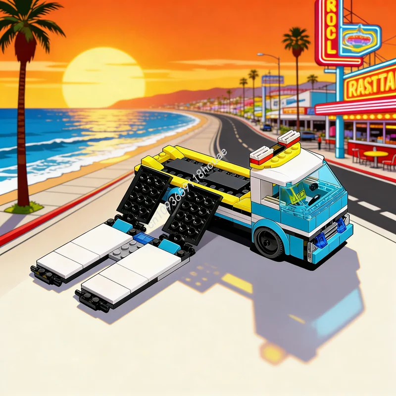 

158pcs MOC Car Transporter City Model Building Blocks Architecture DIY Assemble Christmas Gifts Creative Toys Idea Education