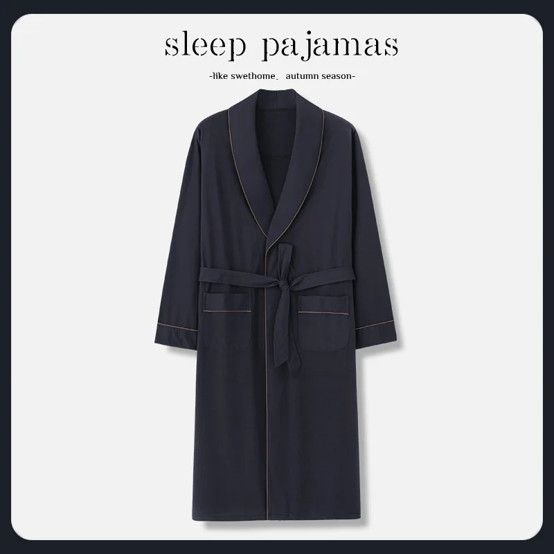 

Multi Colors L-4xl Plus Sizes Modal Men's Bathrobe with Belt and Pockets for Spring and Autumn Long Sleeve Yukata Pajama Robes