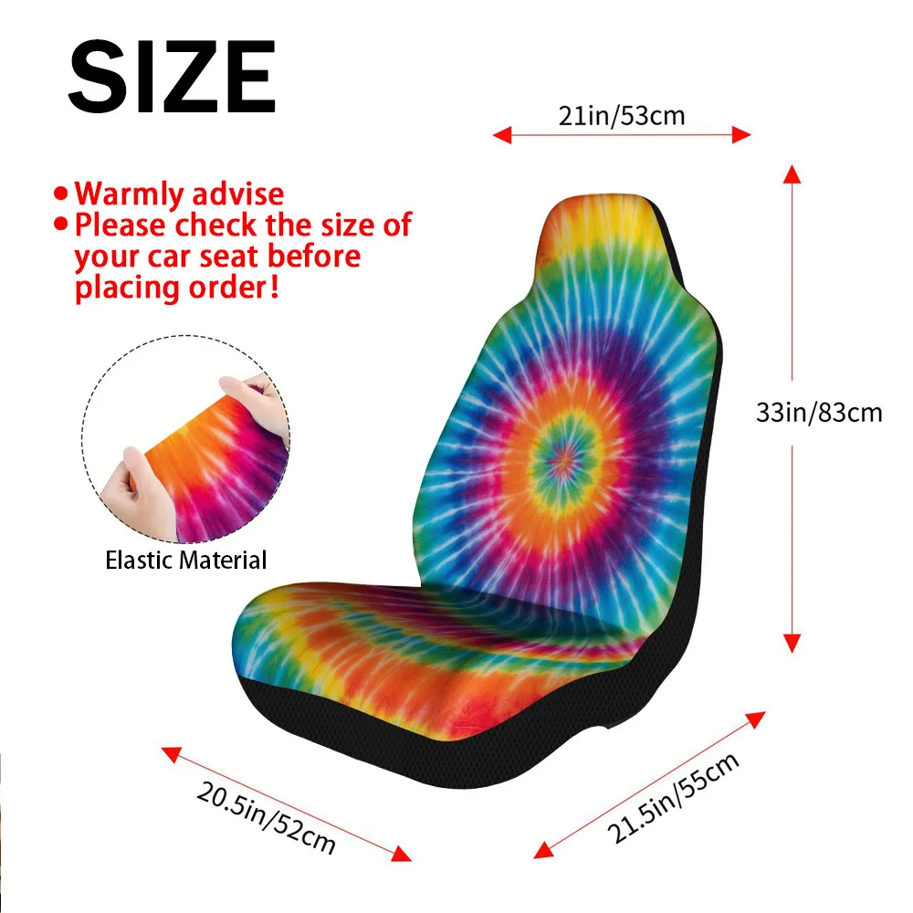 2pcs Universal Car Seat Covers Set, Colorful Spiral Design Print, Premium Vehicle Seat Covers. Fits Holiday Forest Trips & Daily