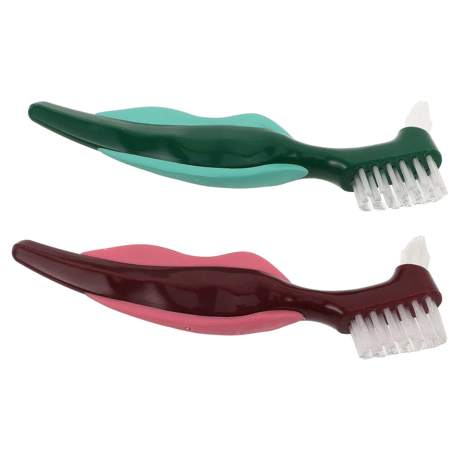 

2Pcs Dual Head Dentures Cleaning Brush Hard Bristle False Teeth Care Tool Elderly Senior Oral Appliance Cleaner