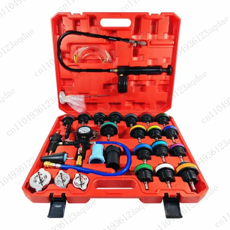 34 Pieces Automotive Water Tank Pressure Leak Detector 28PC Coolant Replacement Leak Detector Vacuum Pressure Gauge Leak
