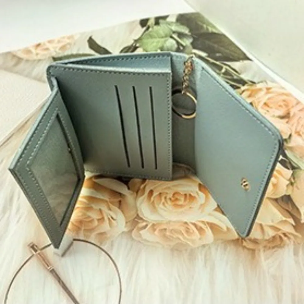 Nova bolsa de moedas tripla portátil multifuncional titular do cartão de crédito mini carteiras menina