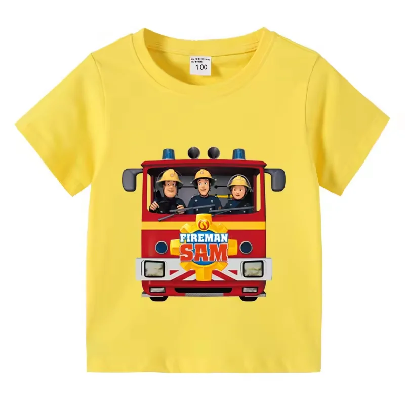 Lustiges T-Shirt mit Cartoon-Motiv von Feuerwehrmann Sam für Kinder, Sommer, 3 bis 10 Jahre, Oberteile für Mädchen und Jungen, tolles Freizeit-T-Shirt. – Detail 12