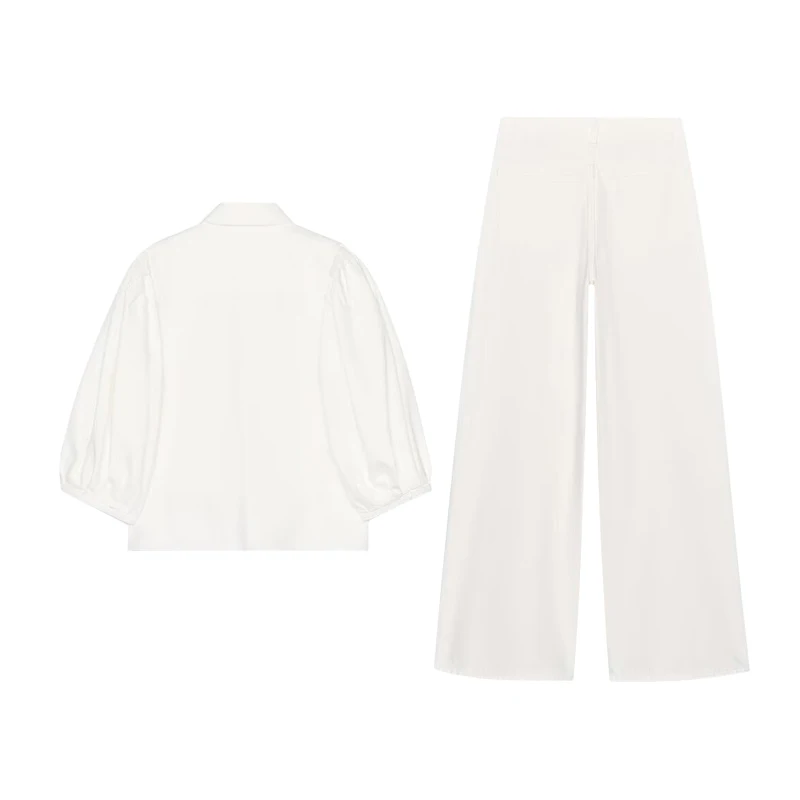 

Z Women's Wide Leg Jeans irt High Waist Denim Pants Faion Set Summer 2025 Polyester Fiber Long Pants