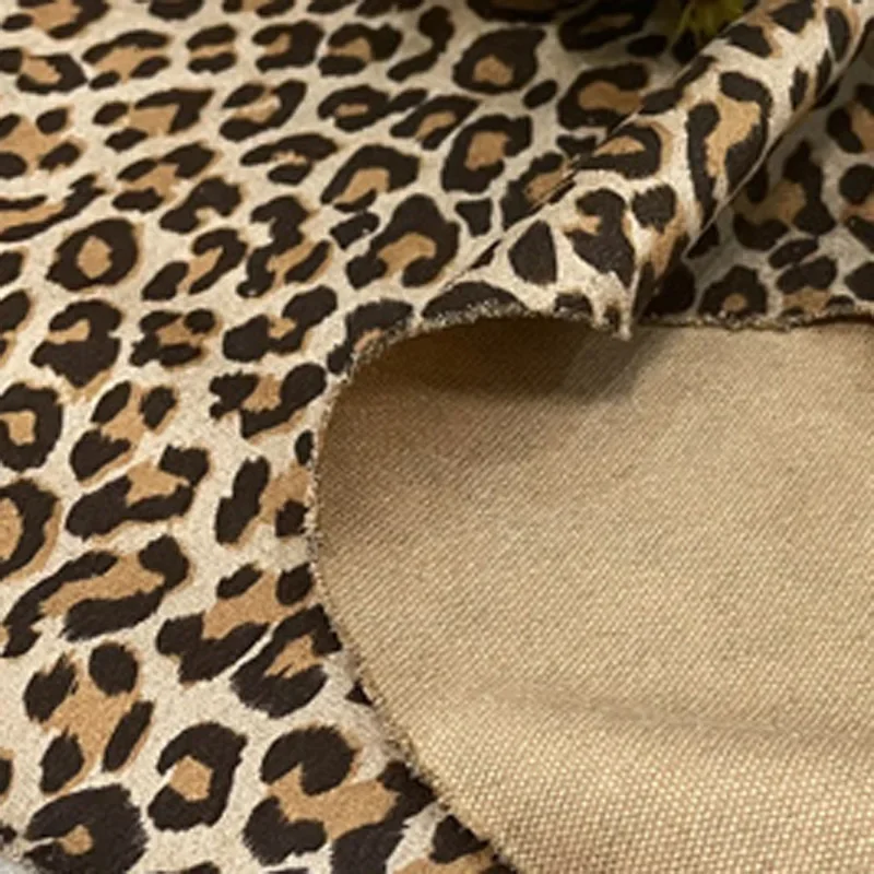 Leopard Printed Suede Fabric Thin By The Meter for Clothes Shoes Hats Handmade DIY Sewing Designer Cloth Soft Drape Beige Brown