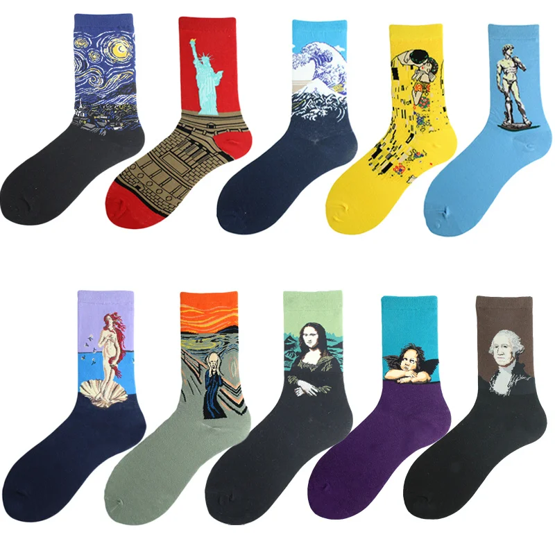 Мужские длинные носки в уличном стиле, четыре сезона, высокое качество, красочные, знаменитые, мужские хлопковые носки для скейтборда