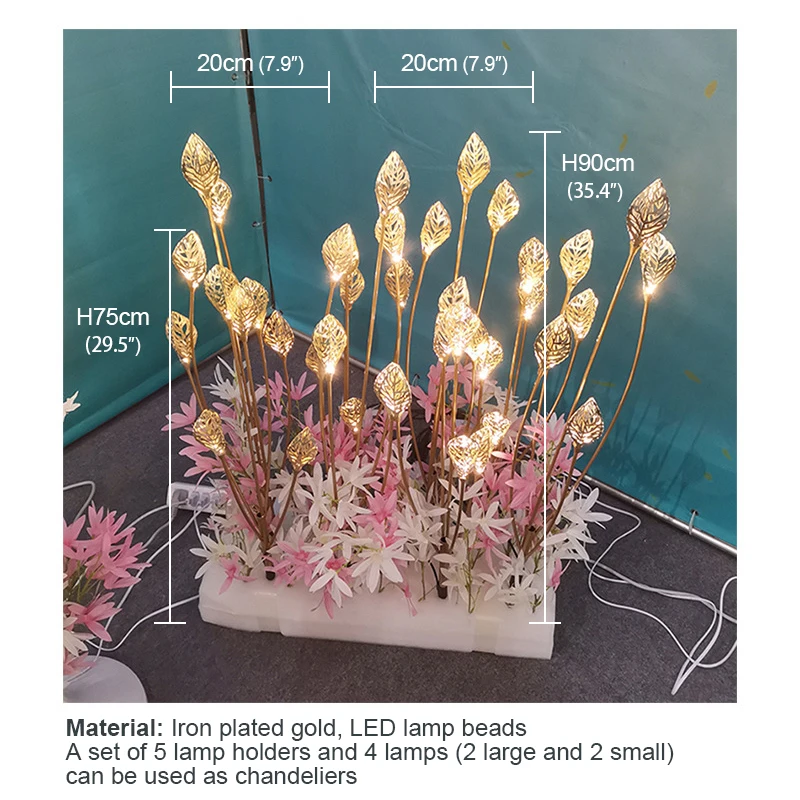 Debby Moderne Gouden Blad Bruiloft Licht Feest Podium Led Licht Hanglamp Grond Inbrengen Achtergronddecoratie