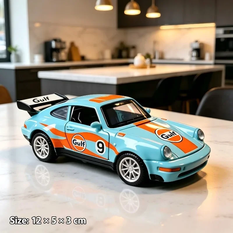 Retro Racing Alloy Car Model, Pull Back Diecast Toy, Openable Doors, Classic Race Livery, Tabletop Display Ornament, Christmas