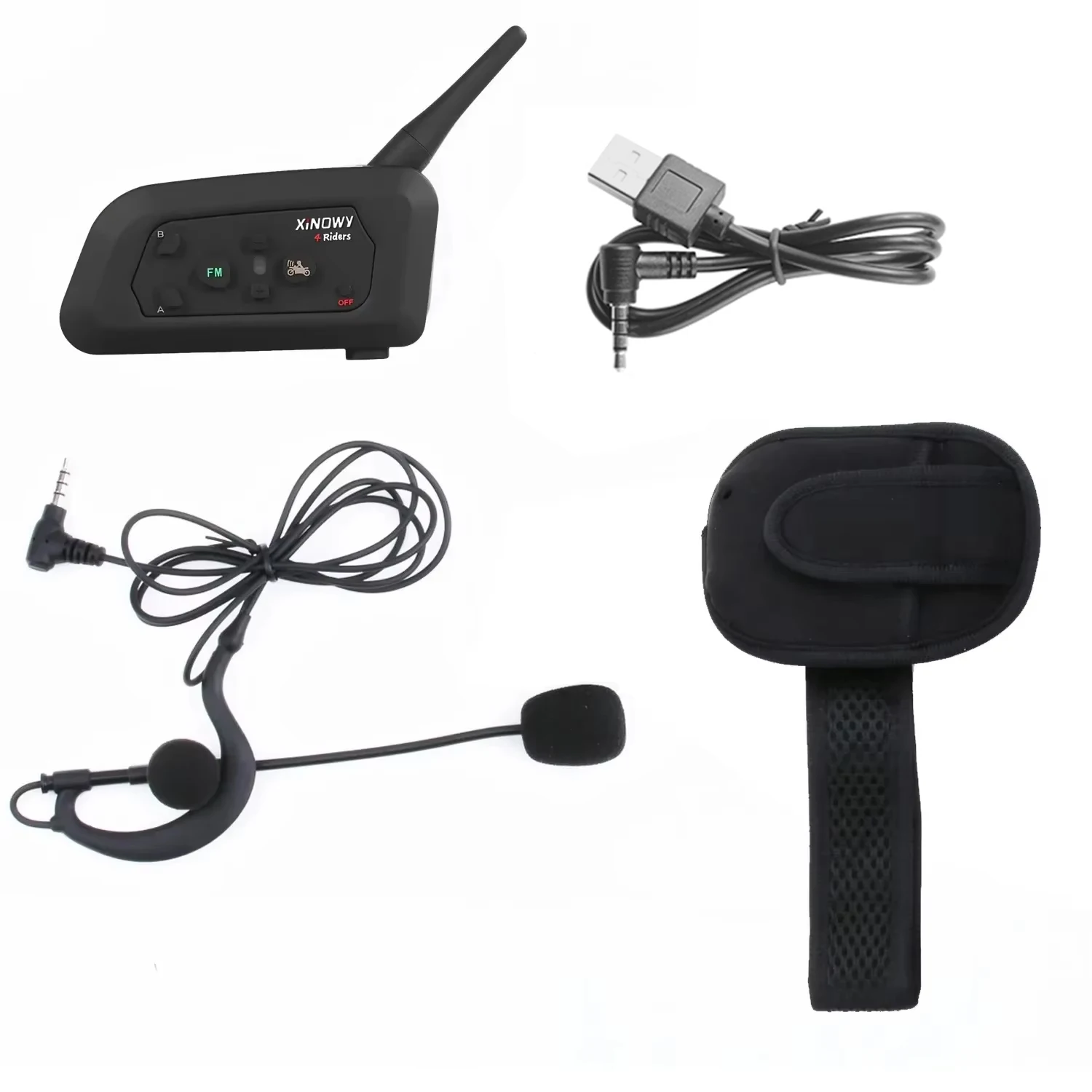 XiNOWy 3Pcs V4C Bluetooth Intercom Headset 3 Users 1200M Full Duplex Wireless Headphone Football Referee Interphone +EVA Handbag