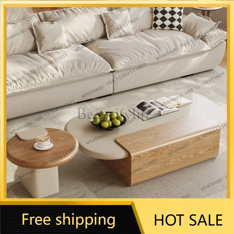 PG cream wind coffee table combination living room household small apartment modern simple high-end log wind