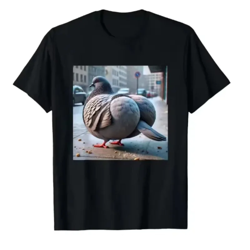 Y2K T-shirt with Interesting Brainrot Pigeon Women's Clothing Pattern Kawaii Aesthetic Harajuku Fashion Women's Round Neck Top