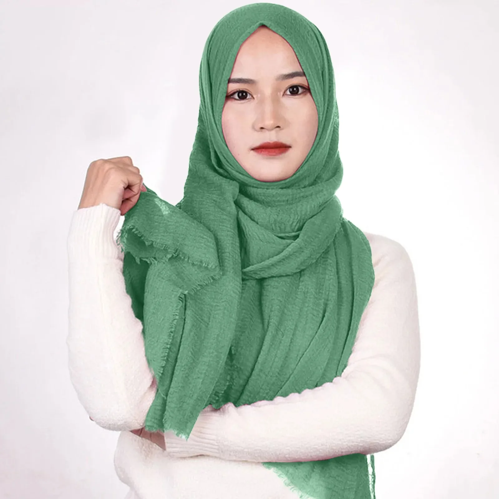 Large Size Breathable Cotton Scarf Headkerchief For Teal Hijab Fabric Hair Band with Bow Light Scarf Women Western Silk Scarves