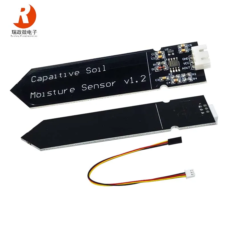 Capacitive Soil Moisture Sensor Module Not Easy to Corrode Wide Voltage Wire 3.3~5.5V Corrosion Resistant W/ Gravity