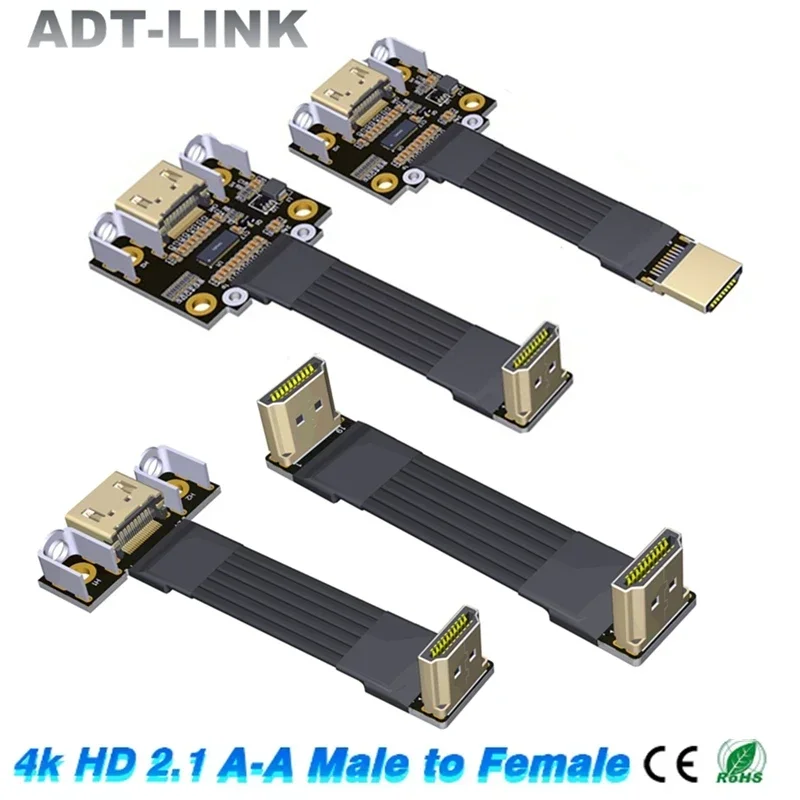 ADT New 24P HD 2.1 Type A-A Male to Female Flat Thin Video Extension Cable Aerial FPV PTZ HDMI2.1 V2.0 Flexible Ribbon FFC Cable