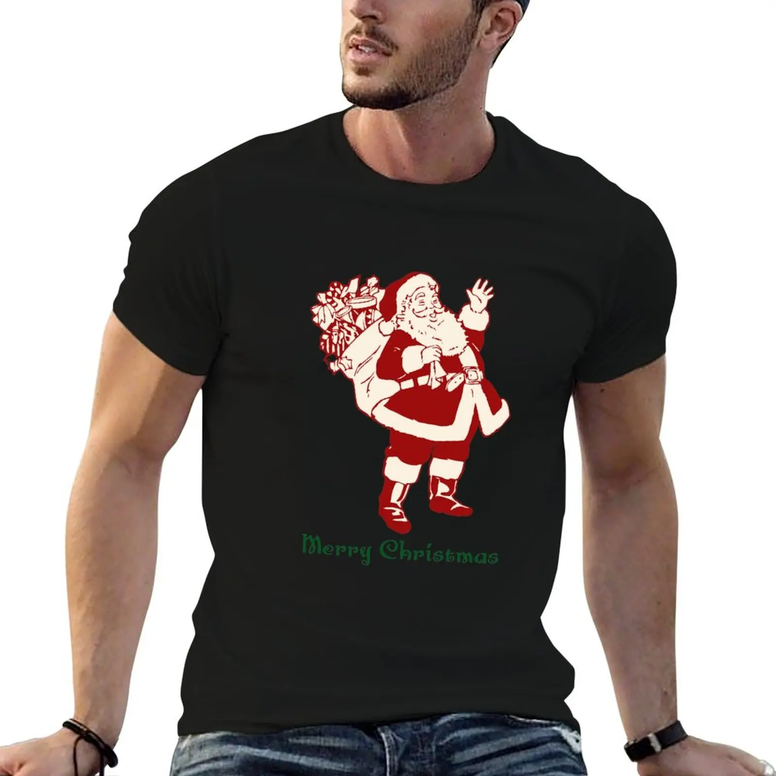 Waving Santa T-Shirt cute tops vintage graphic tee Men's t-shirt