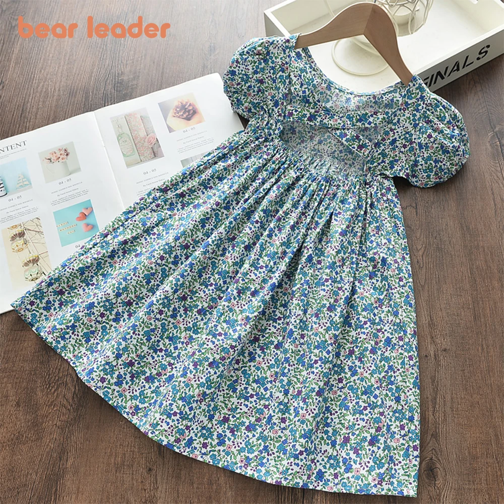 Bear Leader Girls Flowers Casual Dress 2023 New Summer Kids Floral Princess Dress Sweet Costumes Toddler Children Vestidos 3 7Y