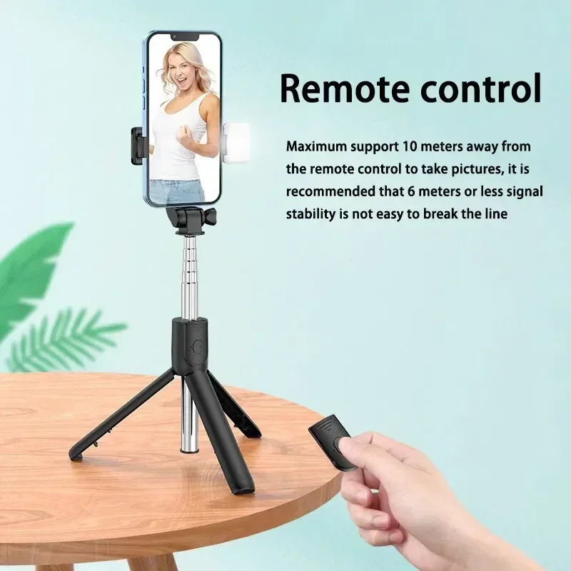 Extendable Bluetooth Tripod Remote Selfie Stick For Iphone 15 Samsung Phones Live Streaming