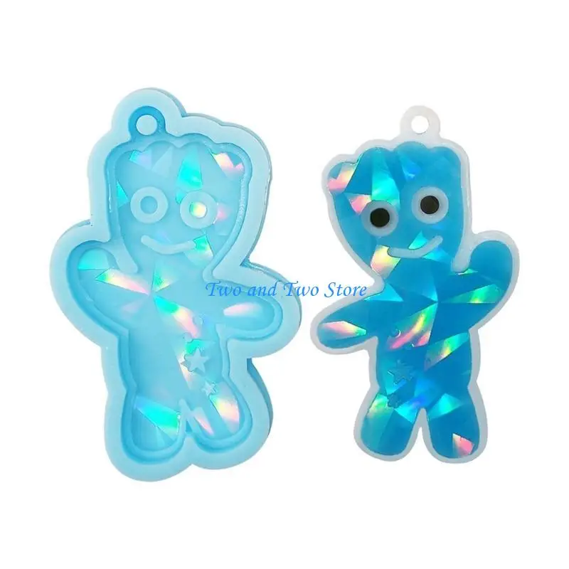 HX6F Silicone Pendant Mold Rainbow Light Effect Cartoon Keychain Pendant