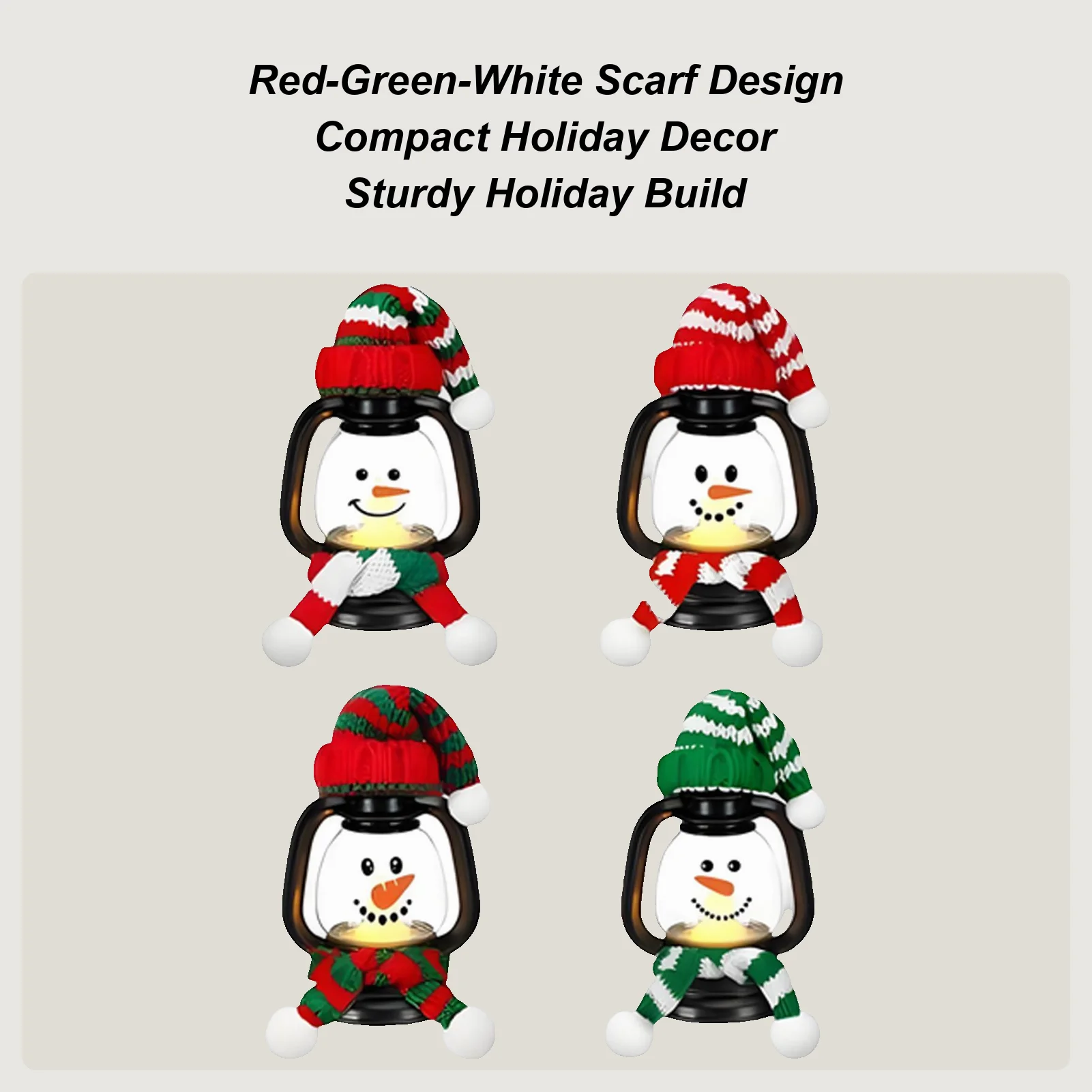 

Мини-Рождественский фонарь в виде снеговика с шапкой и шарфом, зимние портативные рождественские украшения для двери, прихожей, кухни на подоконнике