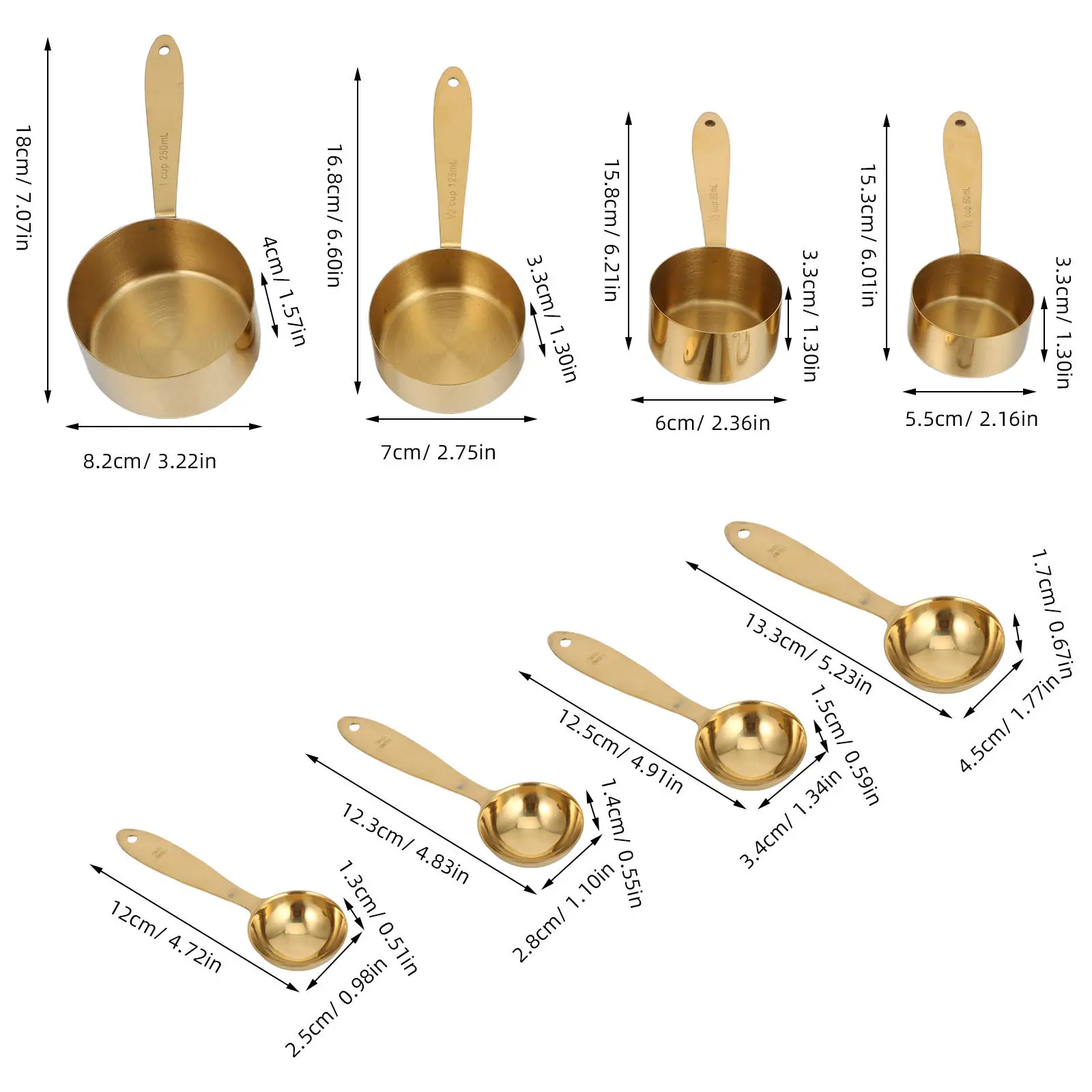 

1Set Stainless Steel Measuring Spoons Set Stackable Precise Engraved Markings Kitchen Baking Coffee Scoops Rust Resistant