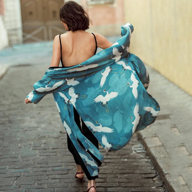 FORERUN-Kimono largo bohemio estampado para Mujer, Pareo holgado, traje de baño para playa, cárdigan para Mujer 2022