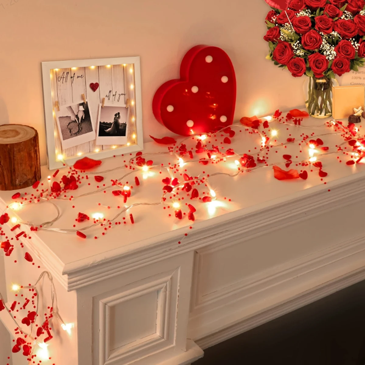 

1 шт., романтические гирлянды ко Дню святого Валентина, красные гирлянды в форме сердца, внутренние декоративные гирлянды в форме сердца, на батарейках (от необходимо приносить свои собственные батареи), подходят для украшения барного стола, атмосферное у
