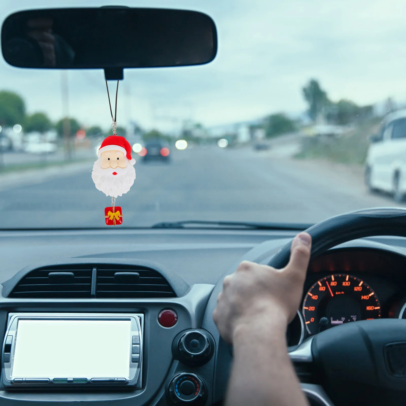 

Snowman Decoration Hanging Ornament Cartoon Car Interior Pendant Rear View Mirror Charm Durable Plastic Festive Holiday