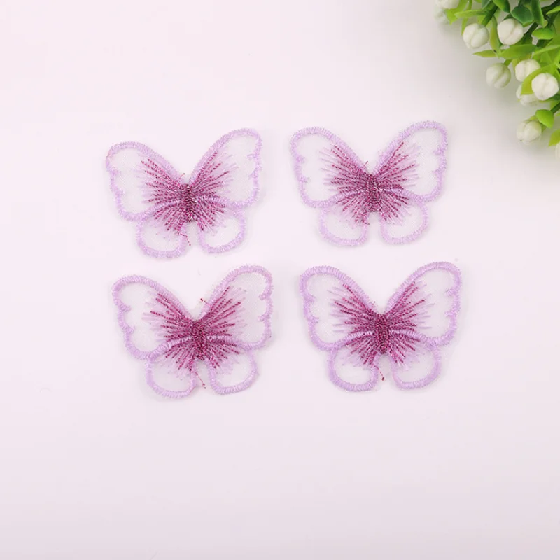 10 Pcs Beautiful Butterfly Cloth Patches Hand Sewn 4cm Simulation DIY Hat Wedding Dress Home Decoration Embroidered Patches