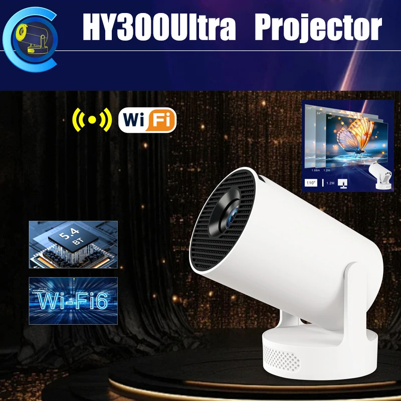 

Portable Projector HY300 Ultra Android 11 720P 170ANSI Home Outdoor Theater Wifi Mini Projectors for Children Adult Gifts