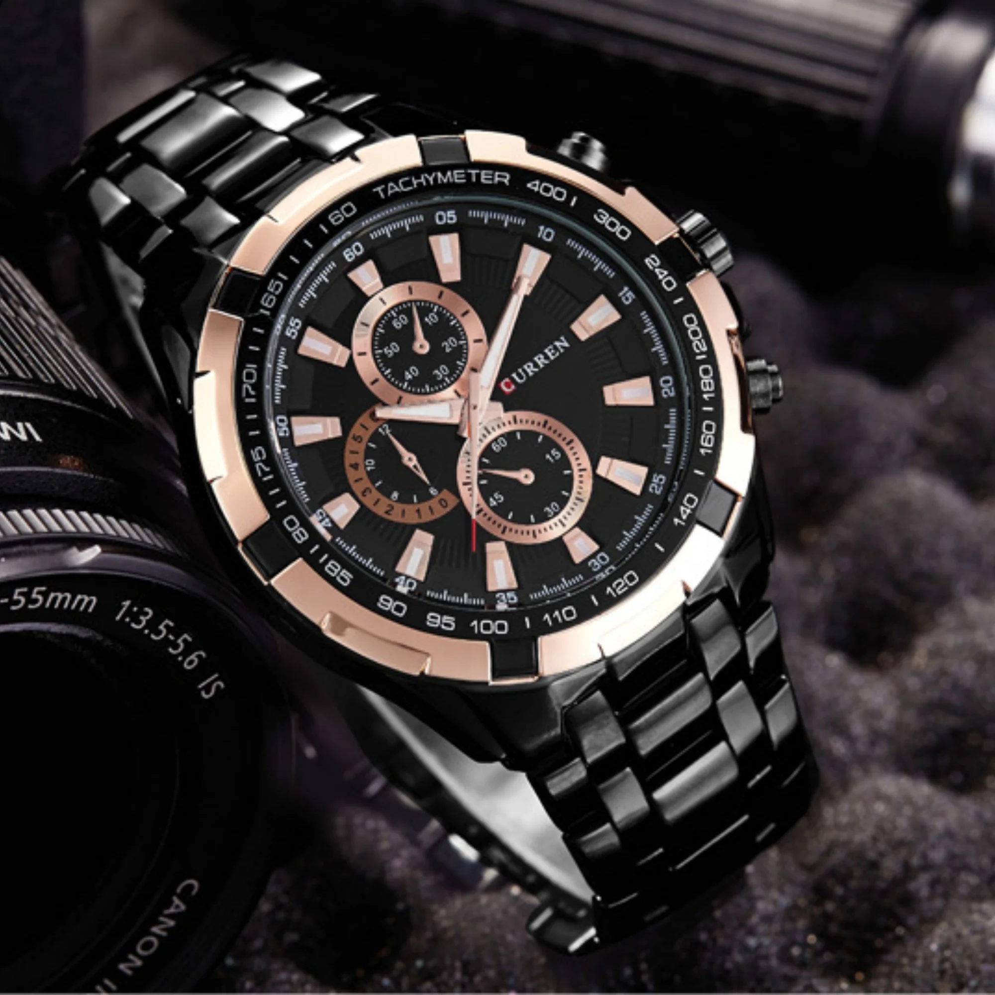 CURREN Men Round Quartz Watch Band Sports Business Wristwatch Luxury Fashion Gift For Gentlemen Daily Outdoor Wear