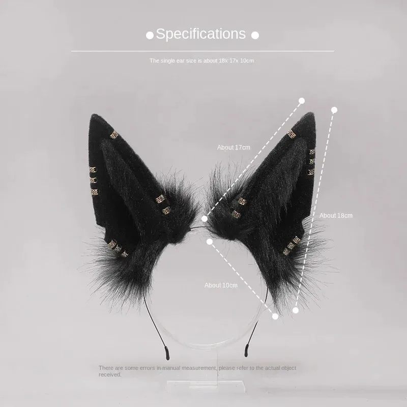 Anubis jackal cauda dobrável cosplay lolita bidimensional bonito pelúcia artesanal simulado jackal orelhas cocar conjunto acessórios